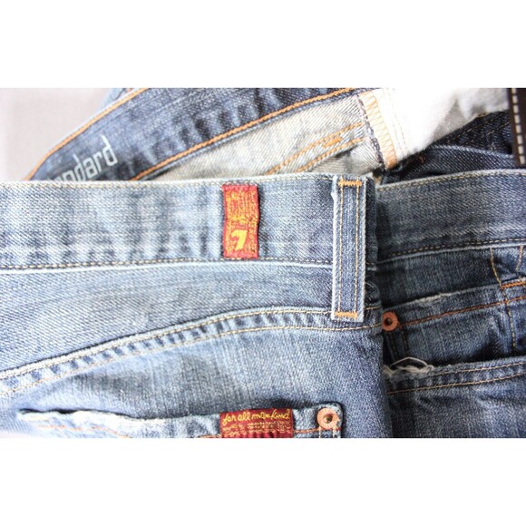 7 For All Mankind Jeans Mens Standard Straight Leg Button Fly Destressed 34X33 - Picture 12 of 14